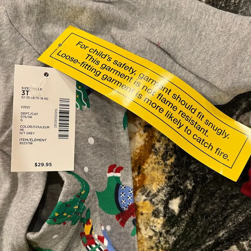 NWT Gymboree Boys Grey W/Christmas Dinosaur Cotton Pajamas